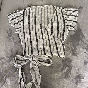 Black & White Wrap Blouse